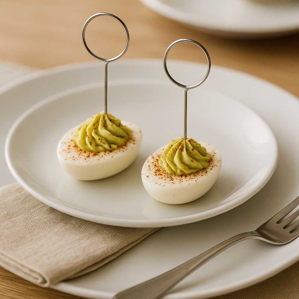 Deviled Egg Place Card Holders – Set of 2 | Handmade Polymer Clay Table Decor